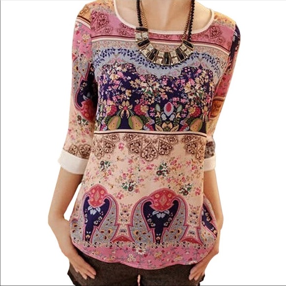 ππ Gorgeous Boho Print Top - Picture 2 of 6